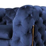 Sheila - Transitional Dark Blue Fabric Loveseat — view 2