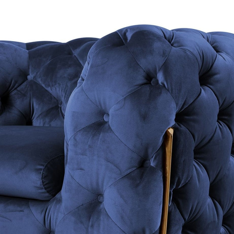 Sheila - Transitional Dark Blue Fabric Loveseat — view 2