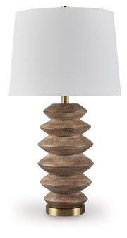 Jyllyard - Poly Table Lamp - Brown / Gold Finish - R&R Furniture Gallery (Fountain Valley, CA)