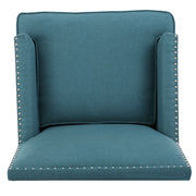 Noble House Serenada upholstered fabric club chair with nailhead trim and tapered birch wood legs, stylish armchair for living room.