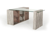 Boston Modern Glass & Faux Concrete Reversible Desk — view 3