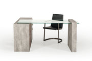 Boston Modern Glass & Faux Concrete Reversible Desk — view 2