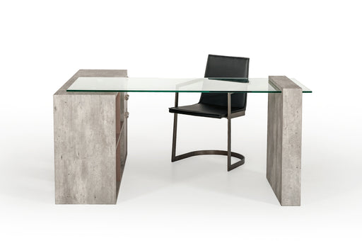 Boston Modern Glass & Faux Concrete Reversible Desk — view 2