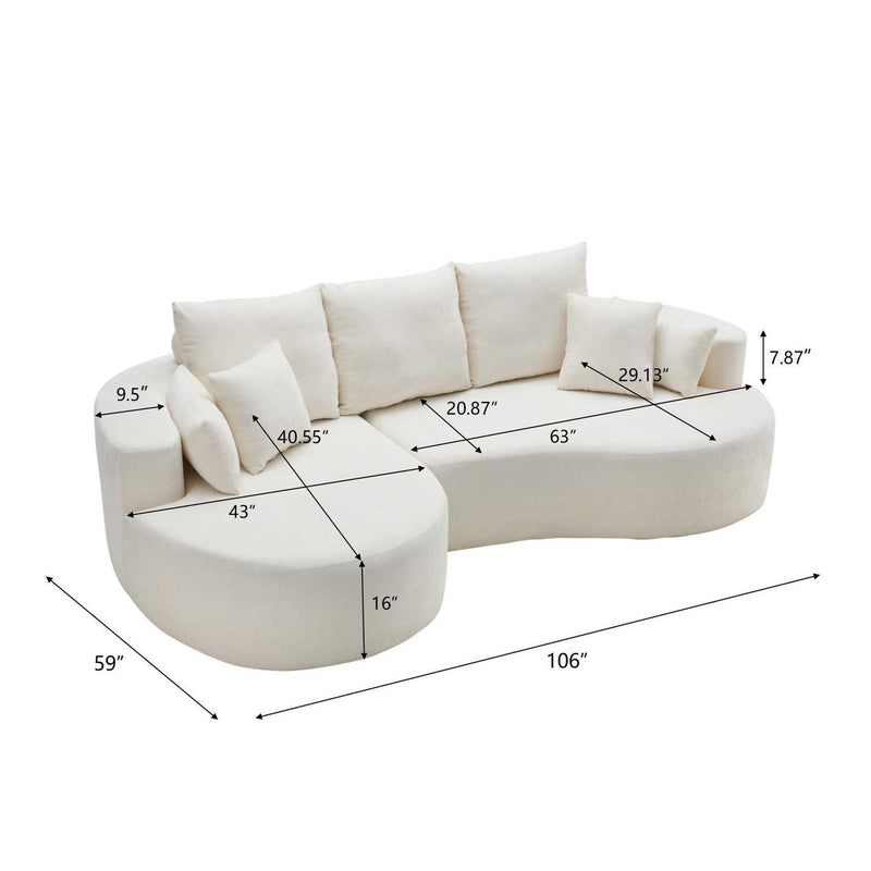2 Piece Fabric Cloud Curved Sectional Sofa With Chaise For Living Room - R&R Furniture Gallery (Fountain Valley, CA)