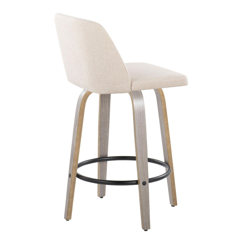 Toriano - Contemporary Fixed Height Counter Stool With Swivel & Round Footrest (Set of 2) - R&R Furniture Gallery (Fountain Valley, CA)