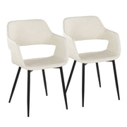 Set of two Lumi Source Margarite mid-century modern dining chairs with wooden legs and upholstered seats, stylishly arranged.
