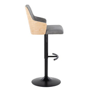 Lumi Source Stella contemporary adjustable barstool set with swivel, rounded T-footrest, featuring sleek modern design and neutral finish.