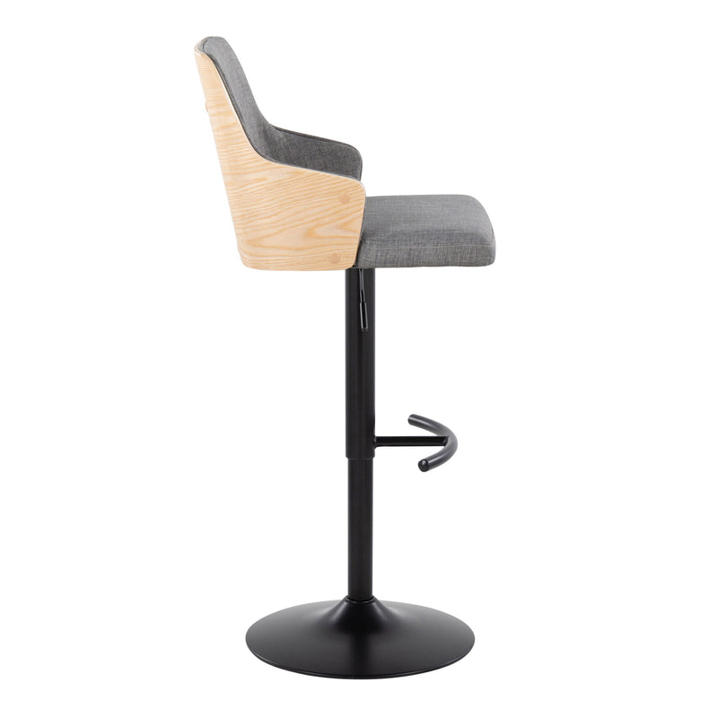 Lumi Source Stella contemporary adjustable barstool set with swivel, rounded T-footrest, featuring sleek modern design and neutral finish.