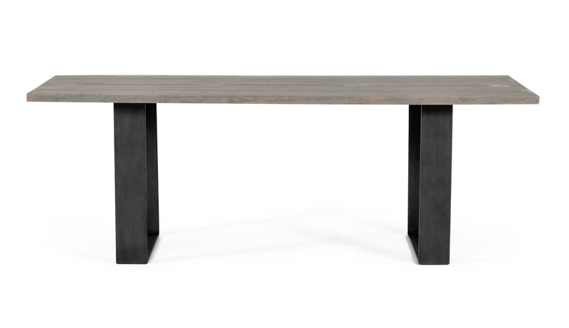 Murphy - Modern Grey Aged Oak & Black Metal Dining Table — view 5