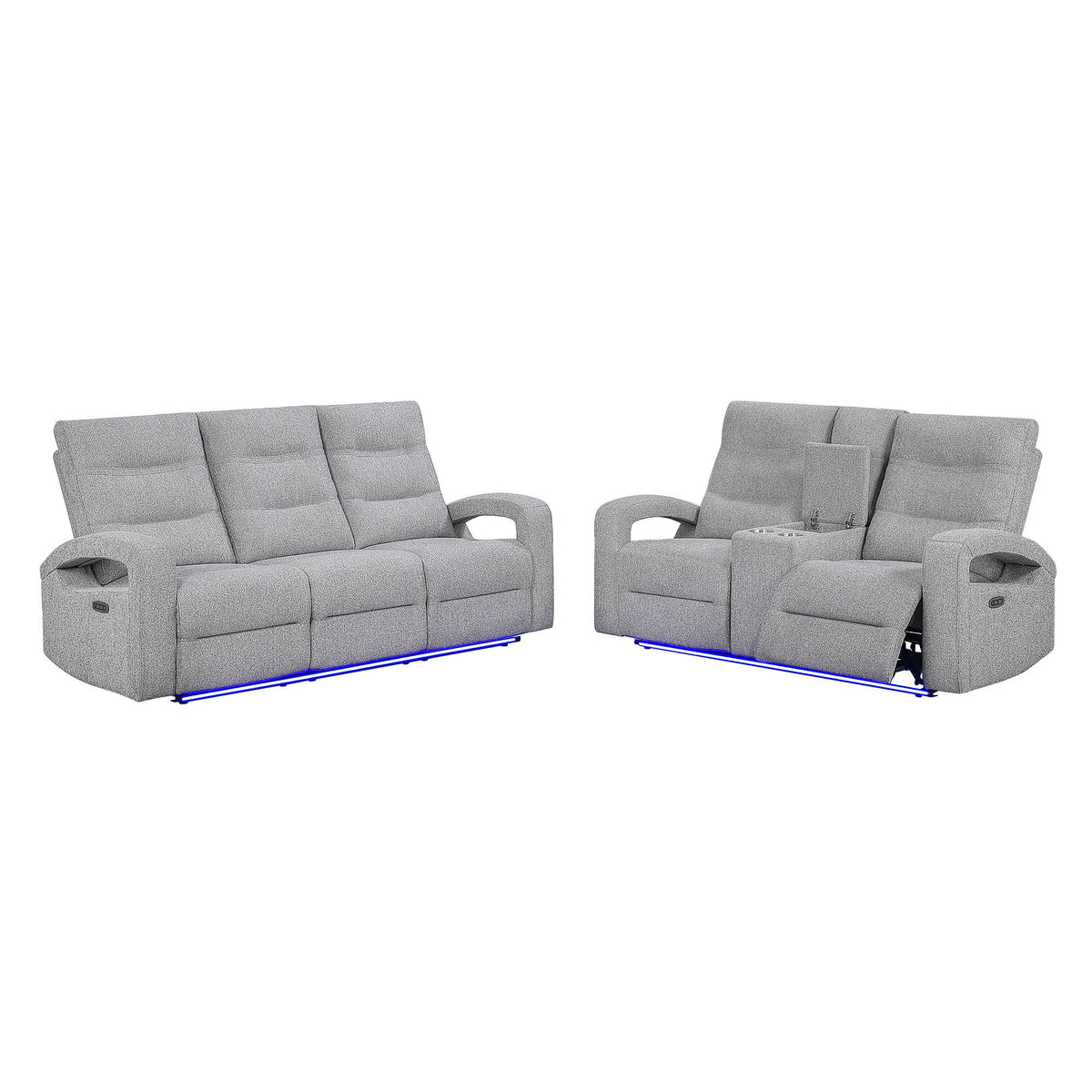 Isolde - Power Reclining Loveseat With LED Lighting - Gray