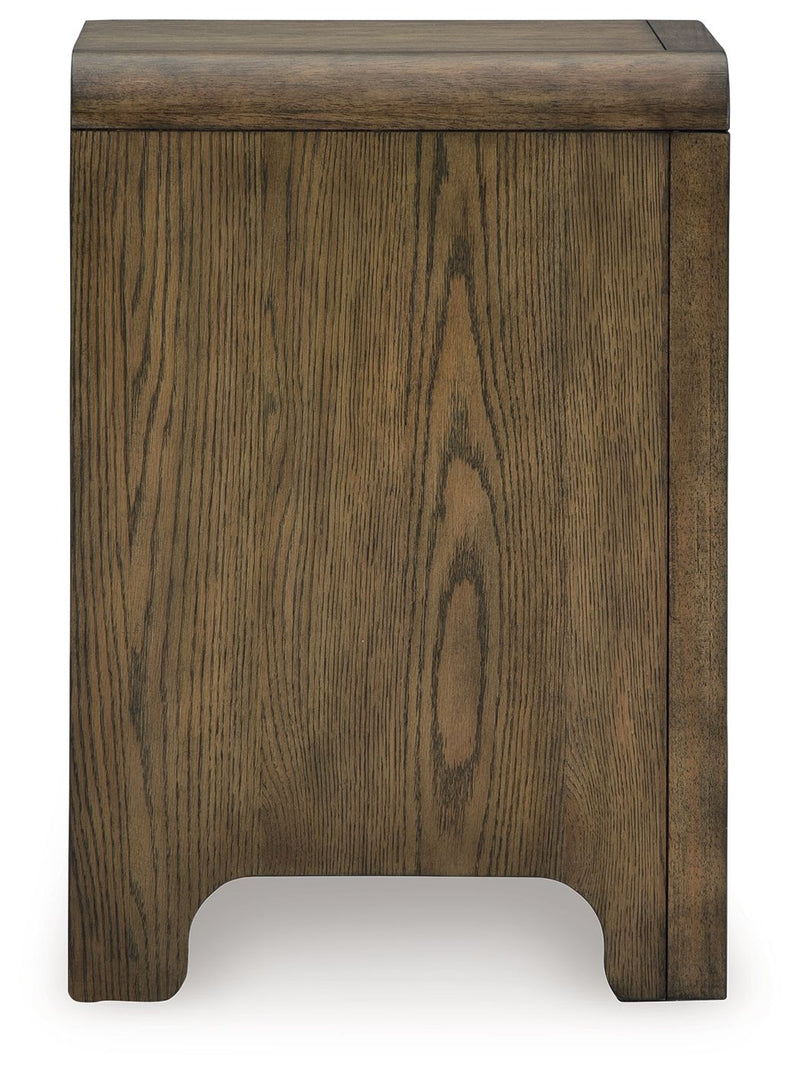 Signature Design by Ashley Jensworth accent table in brown wood with a simple, modern design.
