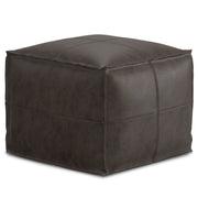Sheffield - Square Pouf - Distressed Dark Brown - R&R Furniture Gallery (Fountain Valley, CA)