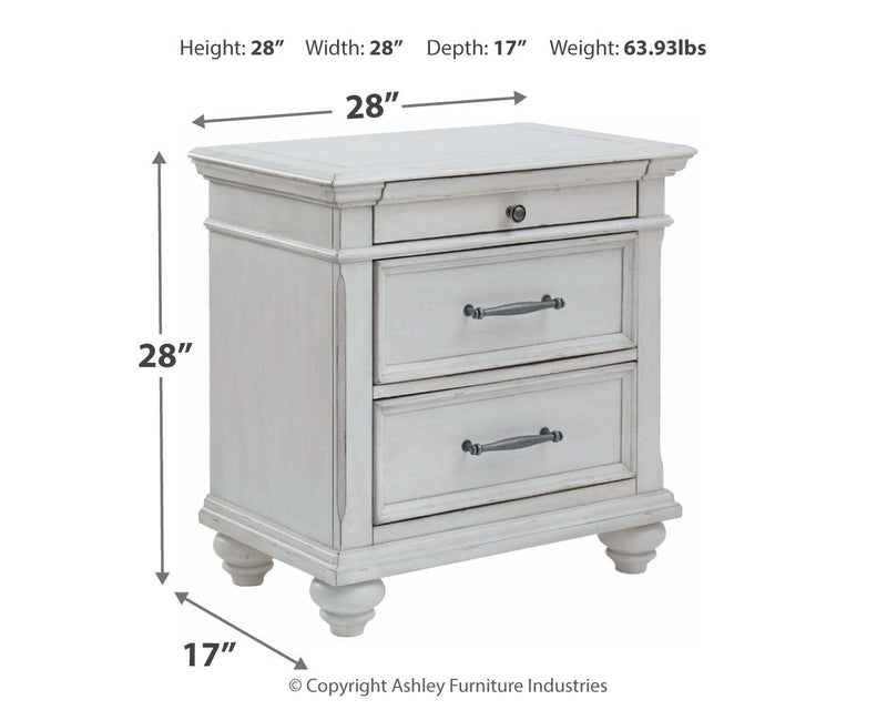 Kanwyn - Three Drawer Night Stand - Whitewash - R&R Furniture Gallery (Fountain Valley, CA)
