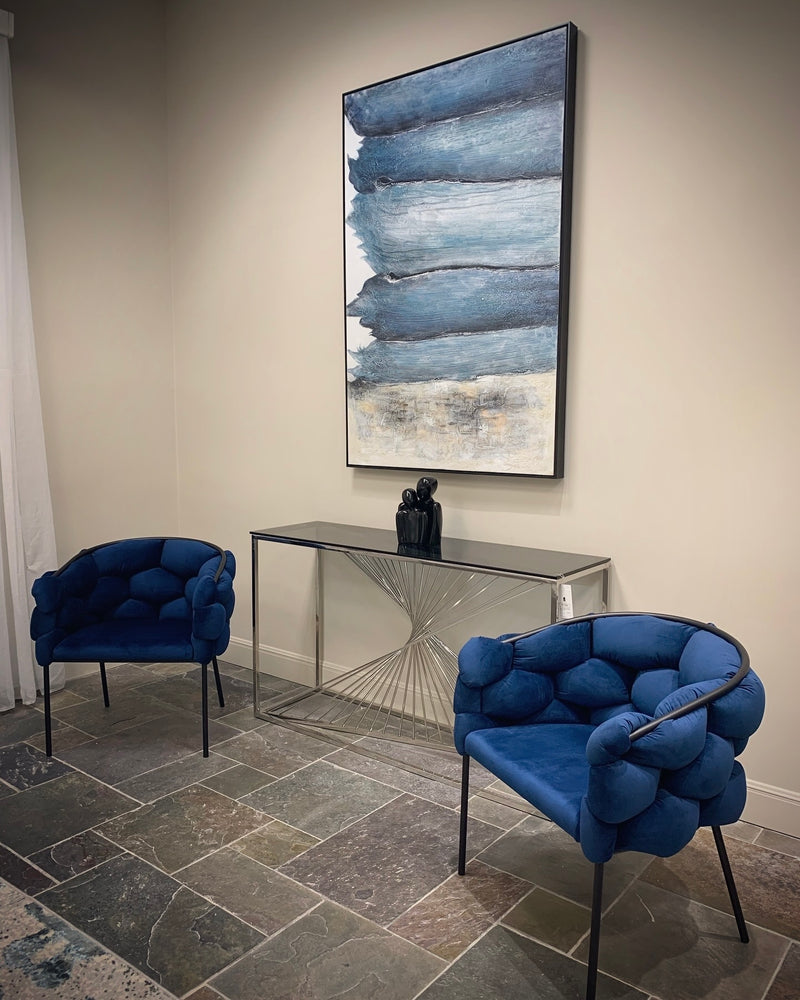 Debra Modern Blue Fabric Dining Chair — view 3