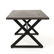 Outdoor aluminum dining table with steel frame by Noble House, featuring a sleek, modern design for outdoor patio use.