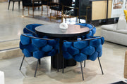 Debra Modern Blue Fabric Dining Chair — view 4