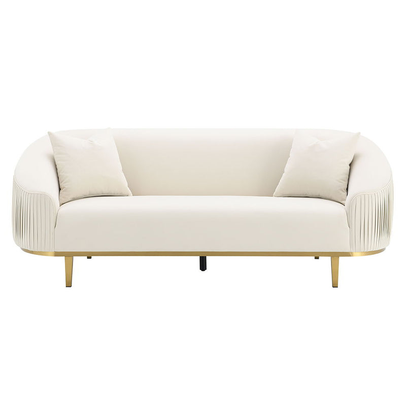 Martina - Sofa With 2 Pillows - Ivory Velvet - R&R Furniture Gallery (Fountain Valley, CA)