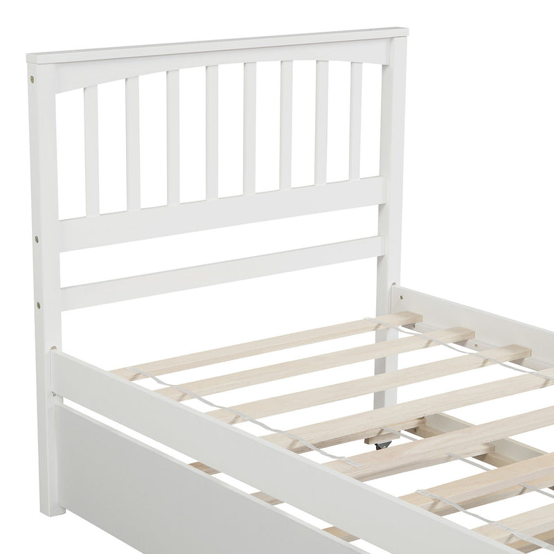 DreamHaus platform trundle bed with clean design and sturdy frame, shown in a modern bedroom setting.