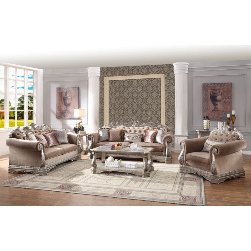 Northville - Sofa With 5 Pillows - Velvet & Antique Silver - R&R Furniture Gallery (Fountain Valley, CA)