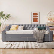 Upholstered Daybed With Storage Armrests And USB Port - R&R Furniture Gallery (Fountain Valley, CA)