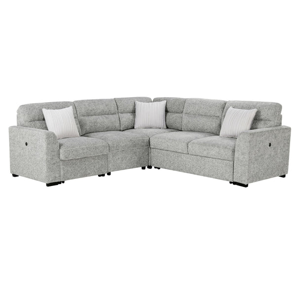 Emiliano - Sectional Sofa With 3 Pillows - Nickel