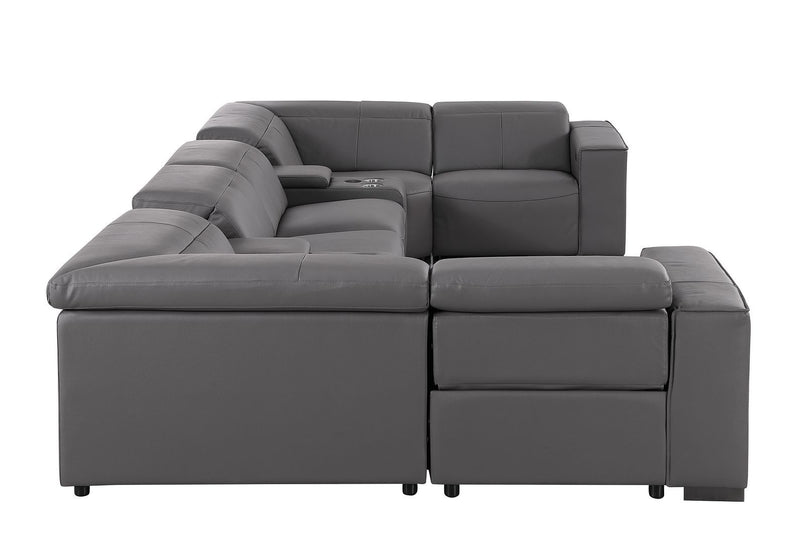 1208 - 8 Piece U Shaped Leather Sectional With 4 Power Recliners & Power Headrests