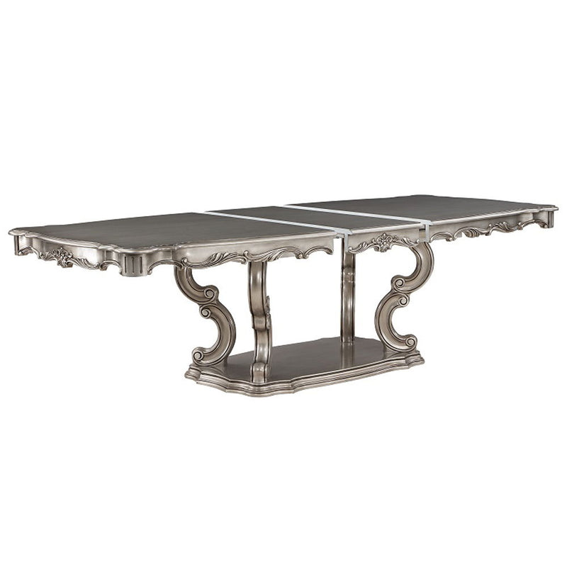 Ariadne - Dining Table With Pedestal - Antique Platinum - R&R Furniture Gallery (Fountain Valley, CA)