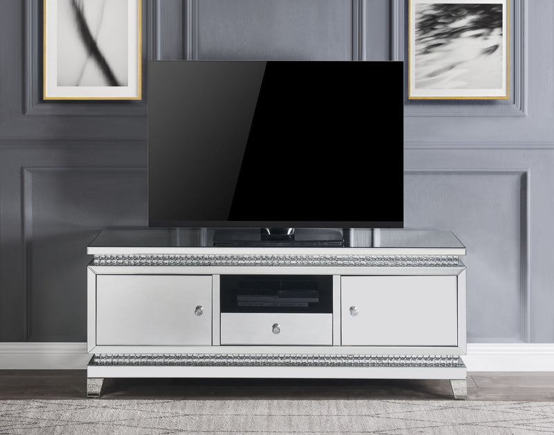 Lotus - TV Stand - Mirrored, Faux Ice Cube Crystals - R&R Furniture Gallery (Fountain Valley, CA)