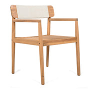 Creative Braided Acacia Wood Outdoor Dining Table And Chairs With Armrests (Set of 2) - Teak / White - R&R Furniture Gallery (Fountain Valley, CA)