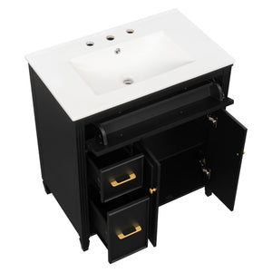 Freestanding Bathroom Vanity With Sink, Soft Close Door, Tip Out Drawer