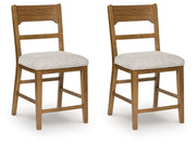 Cabalynn - Upholstered Barstool (Set of 2) - Oatmeal / Light Brown - R&R Furniture Gallery (Fountain Valley, CA)