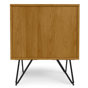 Simpli-Home Hunter accent nightstand with a sleek wooden finish and a single drawer, ideal for bedroom bedside storage.