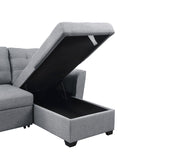 Avery - Sleeper Sectional Sofa With Reversible Storage Chaise - Light Gray - R&R Furniture Gallery (Fountain Valley, CA)