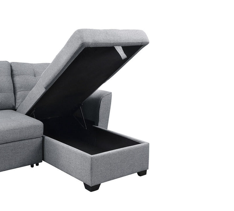 Avery - Sleeper Sectional Sofa With Reversible Storage Chaise - Light Gray - R&R Furniture Gallery (Fountain Valley, CA)