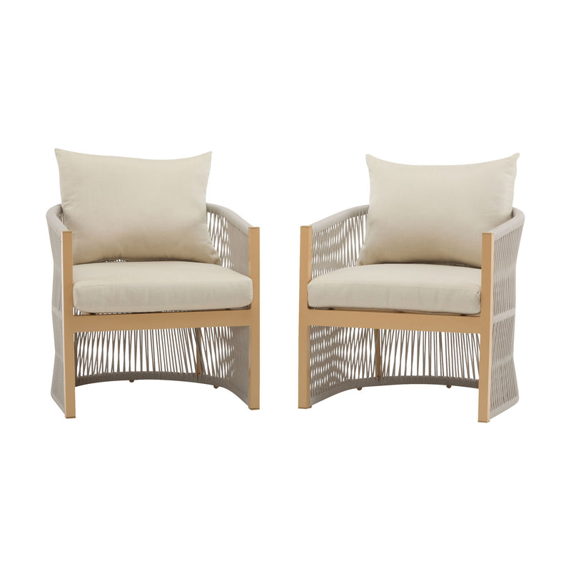 Modern Curved Aluminum Lounge Chair With Stylish Rope Weave Design And Cushioned Comfort For Outdoor - R&R Furniture Gallery (Fountain Valley, CA)