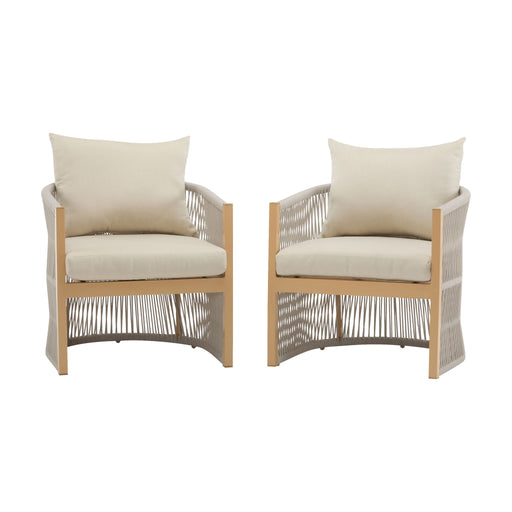 Modern Curved Aluminum Lounge Chair With Stylish Rope Weave Design And Cushioned Comfort For Outdoor - R&R Furniture Gallery (Fountain Valley, CA)