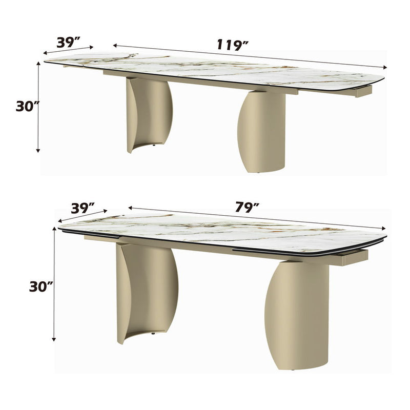 Cora - Dining Table - Ceramic Top & Golden Champange - R&R Furniture Gallery (Fountain Valley, CA)