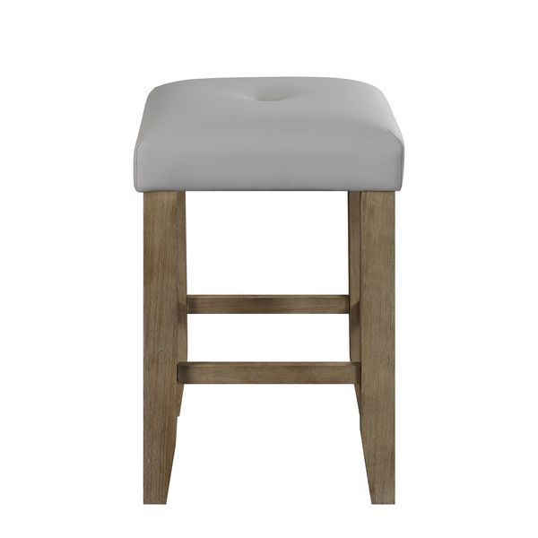 Charnell - Counter Height Stool (Set of 2) - Gray Synthetic Leather & Oak - R&R Furniture Gallery (Fountain Valley, CA)