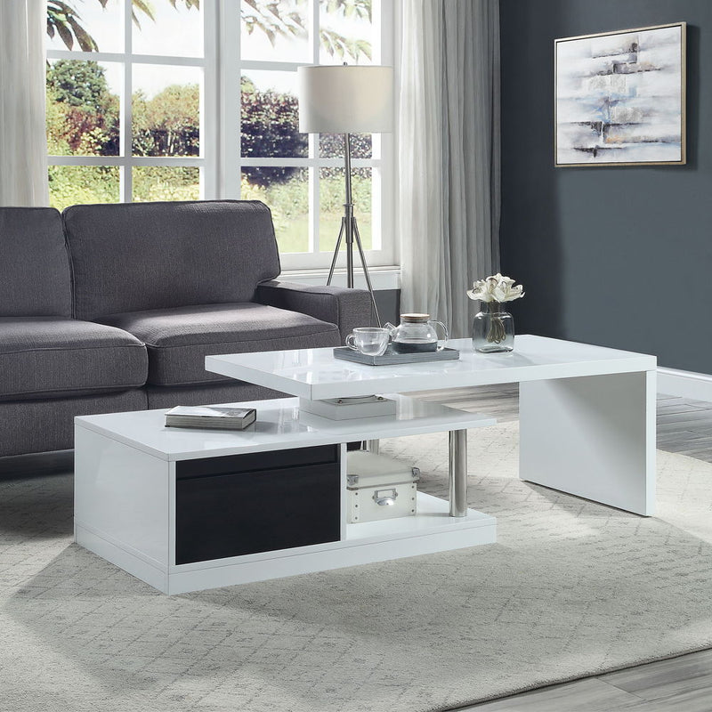 Buck II - Coffee Table With Swivel Top - White & Black High Gloss - R&R Furniture Gallery (Fountain Valley, CA)