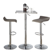 Lumi Source 3-piece bistro bar set with square table and adjustable oval footrests, modern contemporary dining room furniture