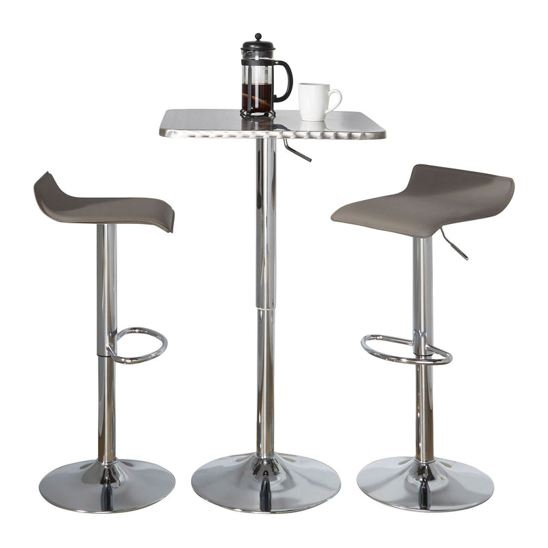 Lumi Source 3-piece bistro bar set with square table and adjustable oval footrests, modern contemporary dining room furniture