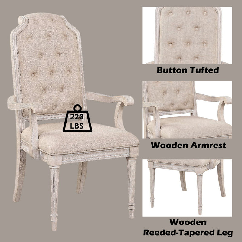 Wynsor - Arm Chair (Set of 2) - Antique White - R&R Furniture Gallery (Fountain Valley, CA)