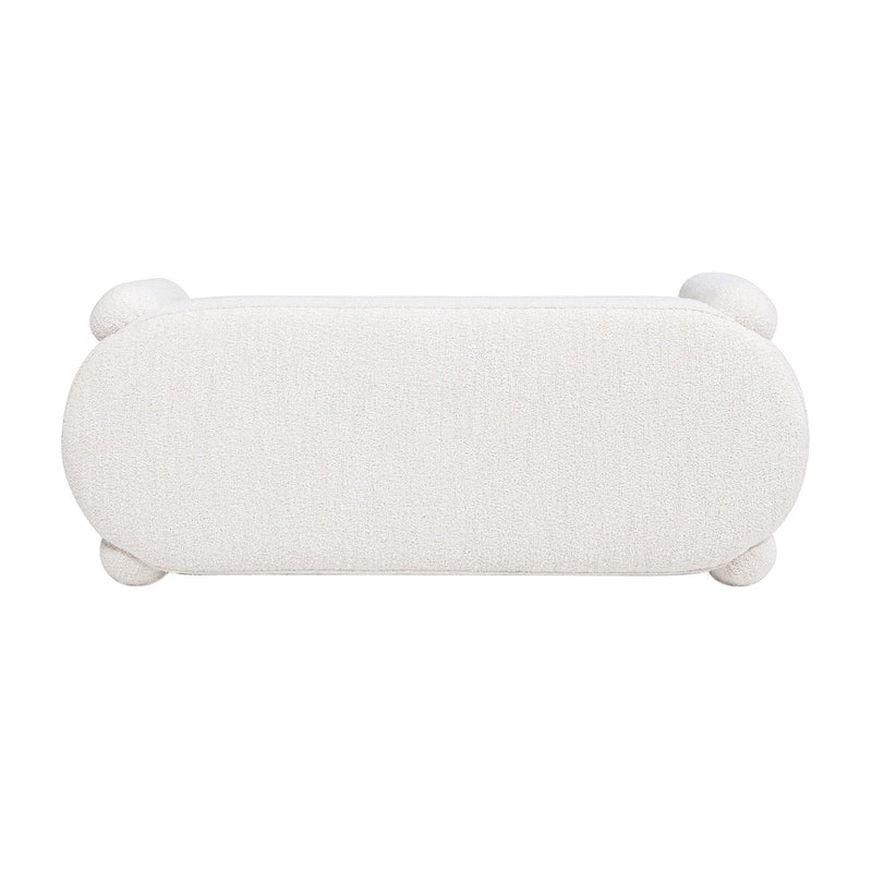 Hugo - Oval Fully Upholstered Bench - Milk Cream White - R&R Furniture Gallery (Fountain Valley, CA)
