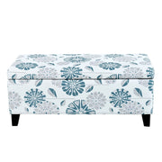 Luxury Storage Ottoman With Floral Patterned Fabric, Soft-Close Hinges, Multi Functional - R&R Furniture Gallery (Fountain Valley, CA)