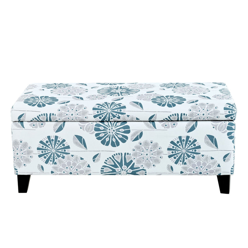 Luxury Storage Ottoman With Floral Patterned Fabric, Soft-Close Hinges, Multi Functional - R&R Furniture Gallery (Fountain Valley, CA)