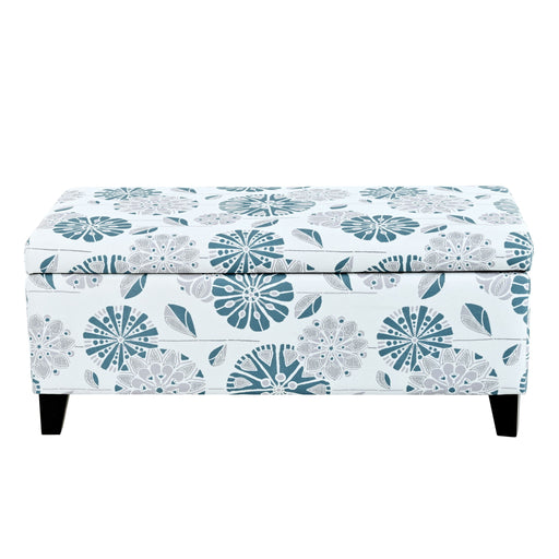 Luxury Storage Ottoman With Floral Patterned Fabric, Soft-Close Hinges, Multi Functional - R&R Furniture Gallery (Fountain Valley, CA)