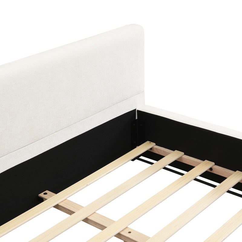Elegant wide edge upholstered bed by Noble House with soft, plush fabric and a stylish, modern design.