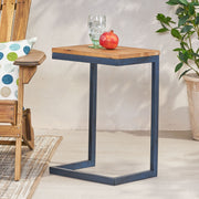 C Shaped End Table With Iron Base And Fir Wood To - R&R Furniture Gallery (Fountain Valley, CA)