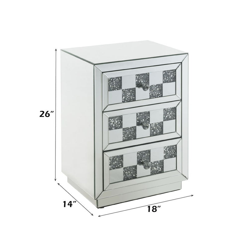 Noralie - 18" X 14" Accent Table With Faux Diamonds - Mirrored - R&R Furniture Gallery (Fountain Valley, CA)