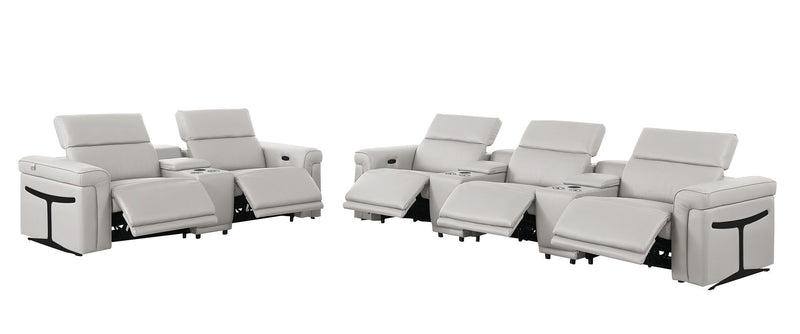 1126 - 8-Piece Modular Power Reclining Sofa & Loveseat Set In With 5 Power Recliners & Power Headrests